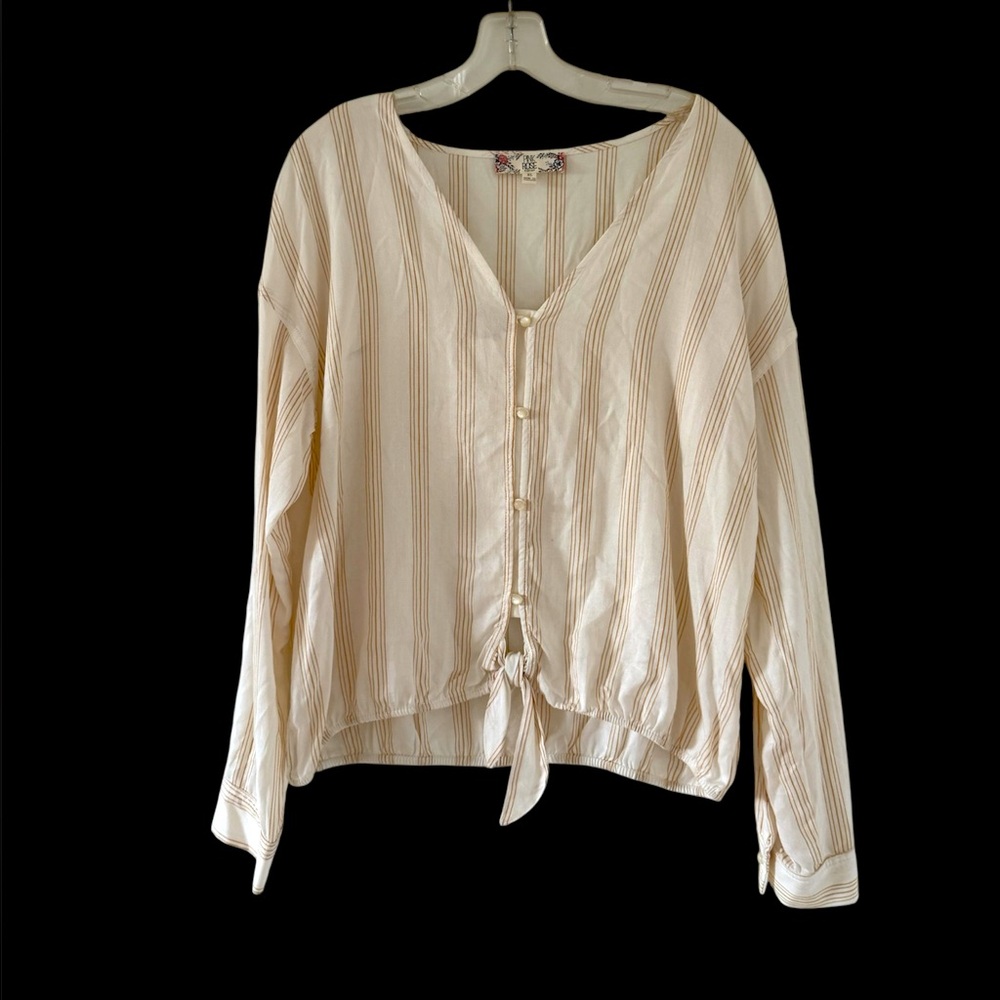 3 for $25 Pink Rose Cream Striped Blouse